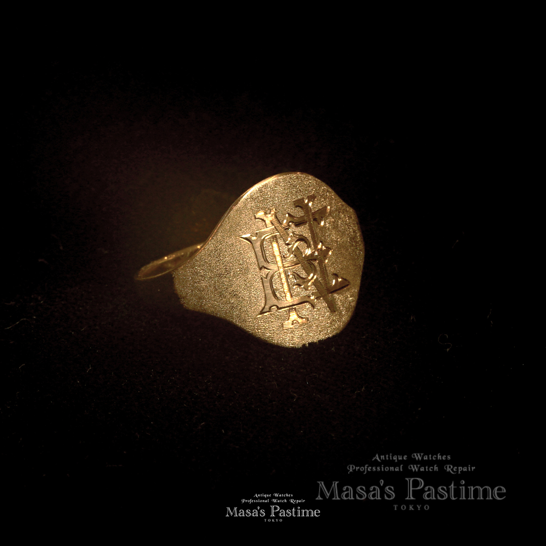 18K リング　イニシャル　エングレービング　