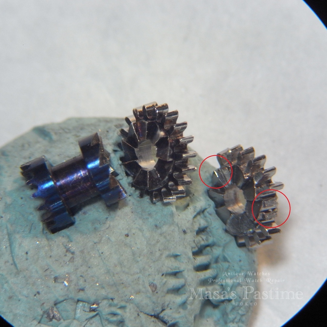 ０サイズ 小型懐中時計のキチ車、ツヅミ車　時計部品製作