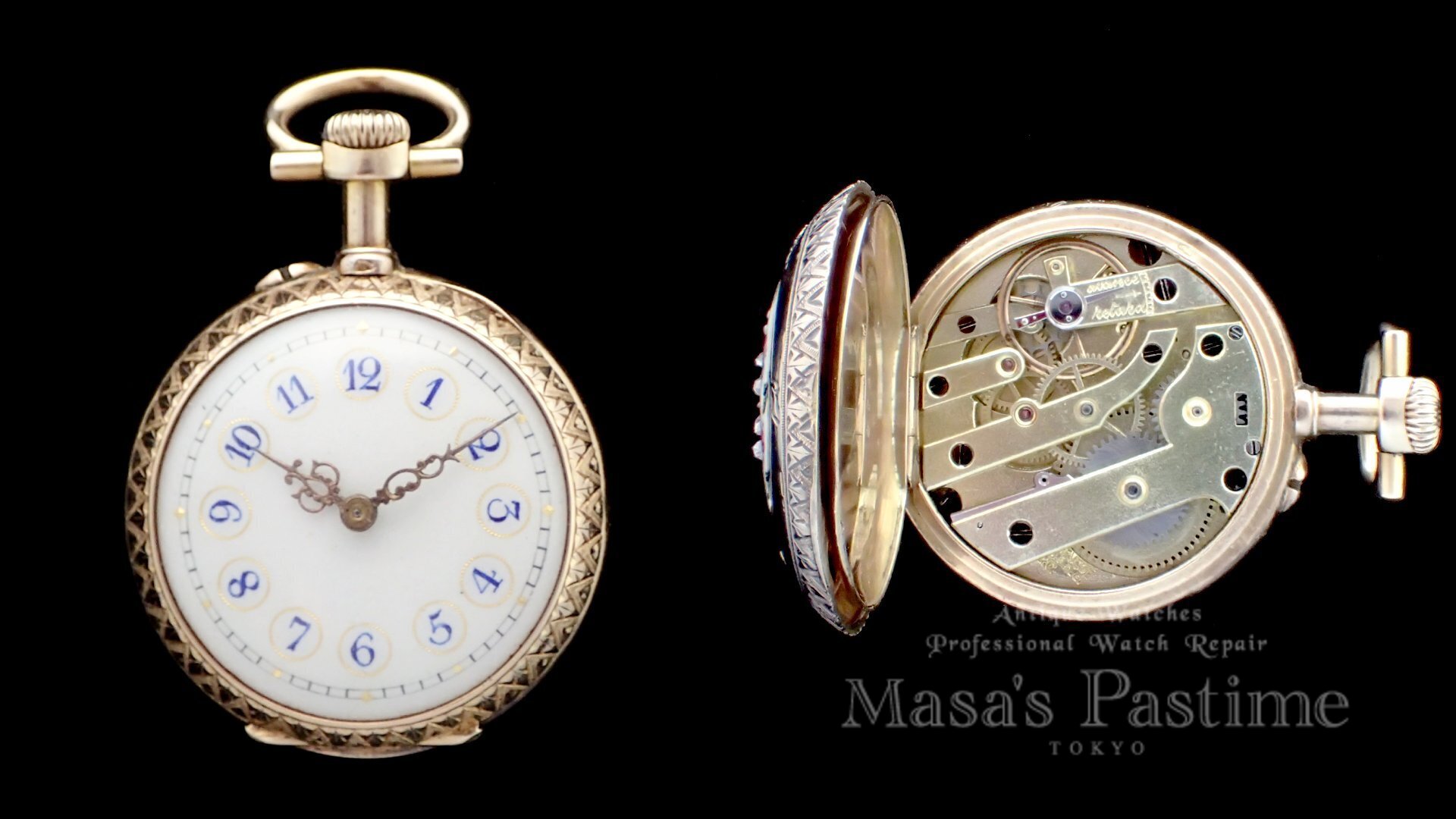 エナメル装飾　シリンダー　フランス　懐中時計