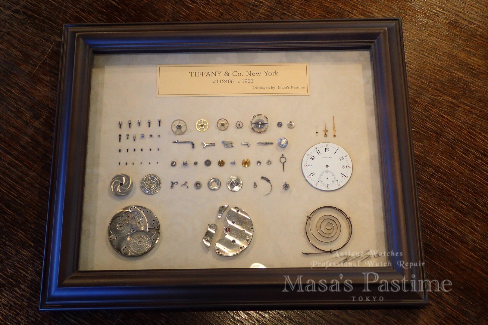 Masa’s Pastime アンティーク TIFFANY&Co AGASSIZ 懐中時計ムーブメントディスプレイ